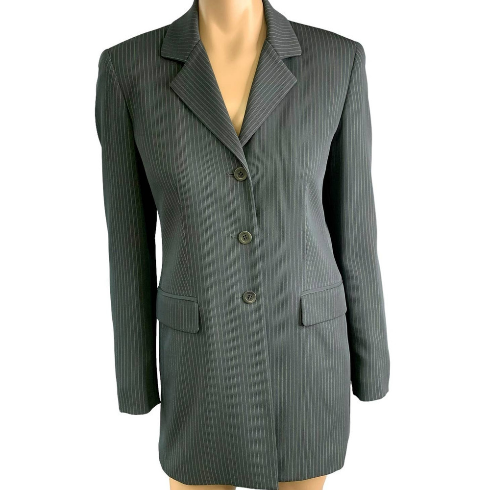Alex Garfield Vintage Button Down Blazer Suit Jacket Women Size 4 Blue P…